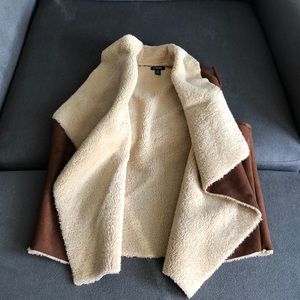 Last Chance! Brown suede Tan faux fur lining Vest